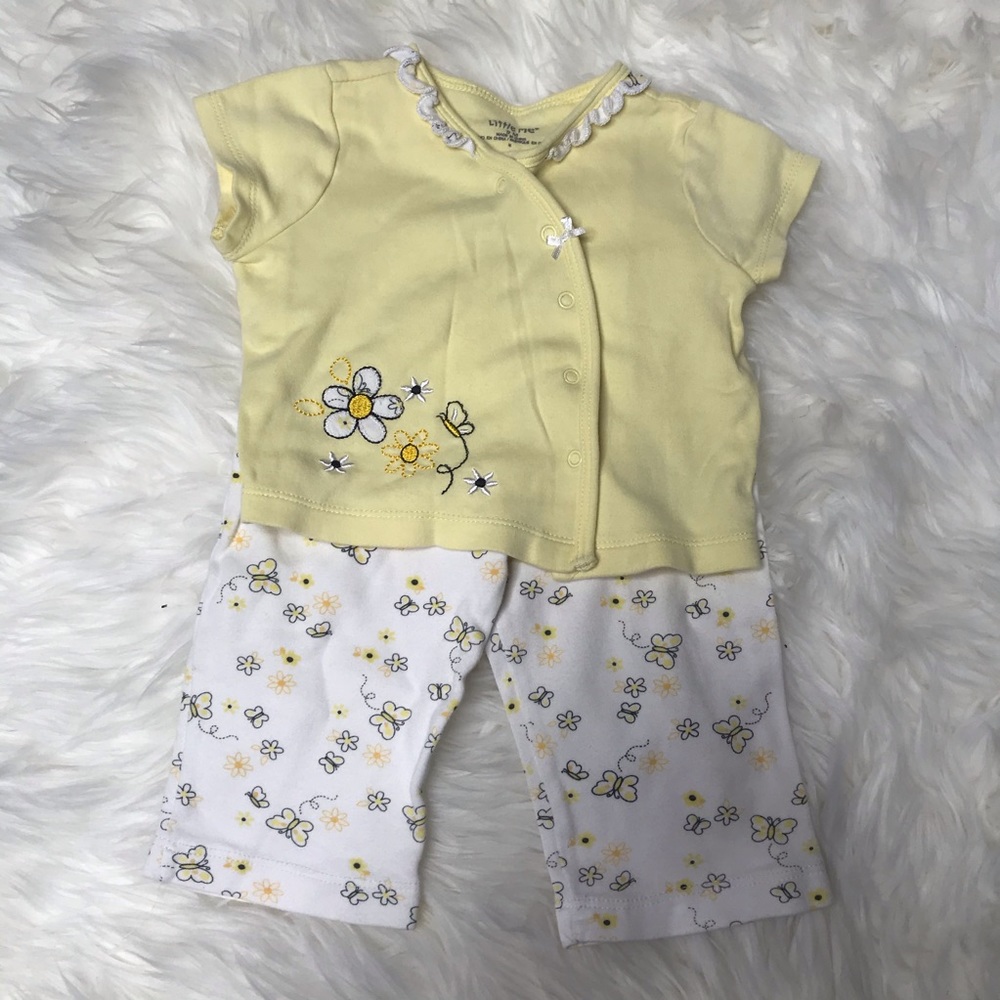 Little Me 2 piece yellow bumble bee set size 9 months